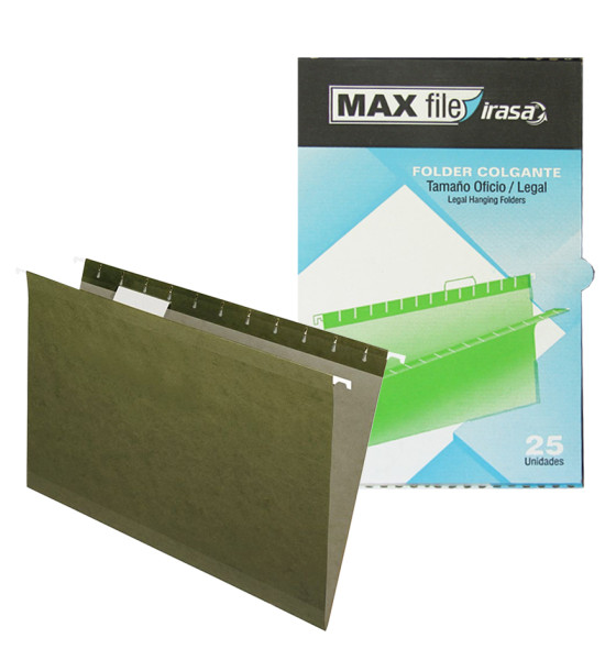 Folder Colgante, Tamaño Legal, Color Verde Olivo, Caja x 25 Und.
